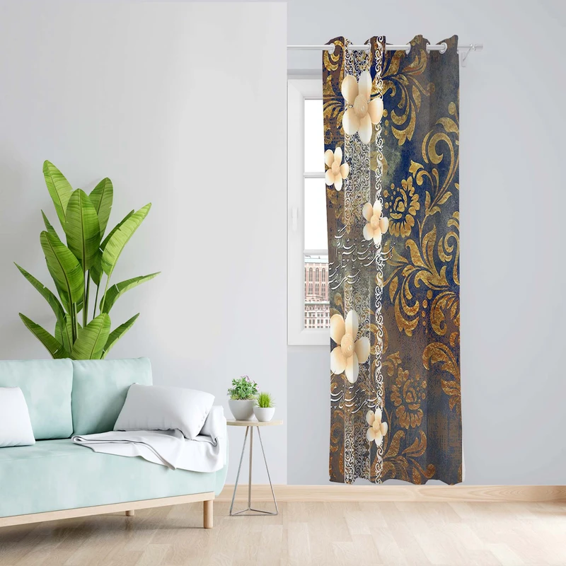 پرده طرح گل مدل مخمل پانچی کد 5131L z سایز 140x200 سانتی متر