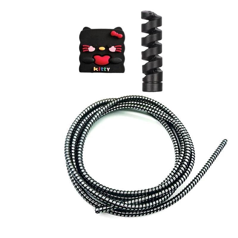 محافظ کابل شارژ و هندزفری مدل kitty9 بسته‌ سه عددی 