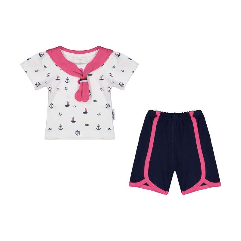 ست تی شرت و شلوارک نوزادی دخترانه آدمک مدل 2171257-66