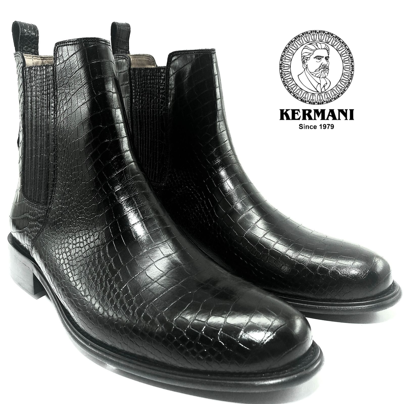 نیم بوت مردانه کرمانی مدل چرم دستدوز طبیعی کروکو کد 626 رنگ مشکی -  - 5