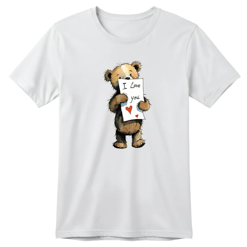 تی‌شرت آستین کوتاه یقه گرد بچگانه مدل تدی عاشق کد v9