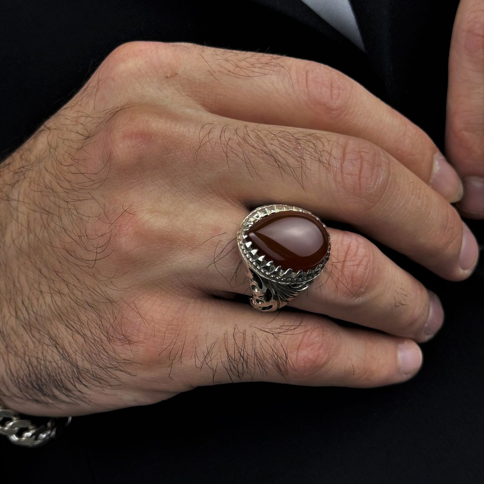 انگشتر نقره مردانه مدل رکاب اره کاری دست ساز کد AM_04588 -  - 4