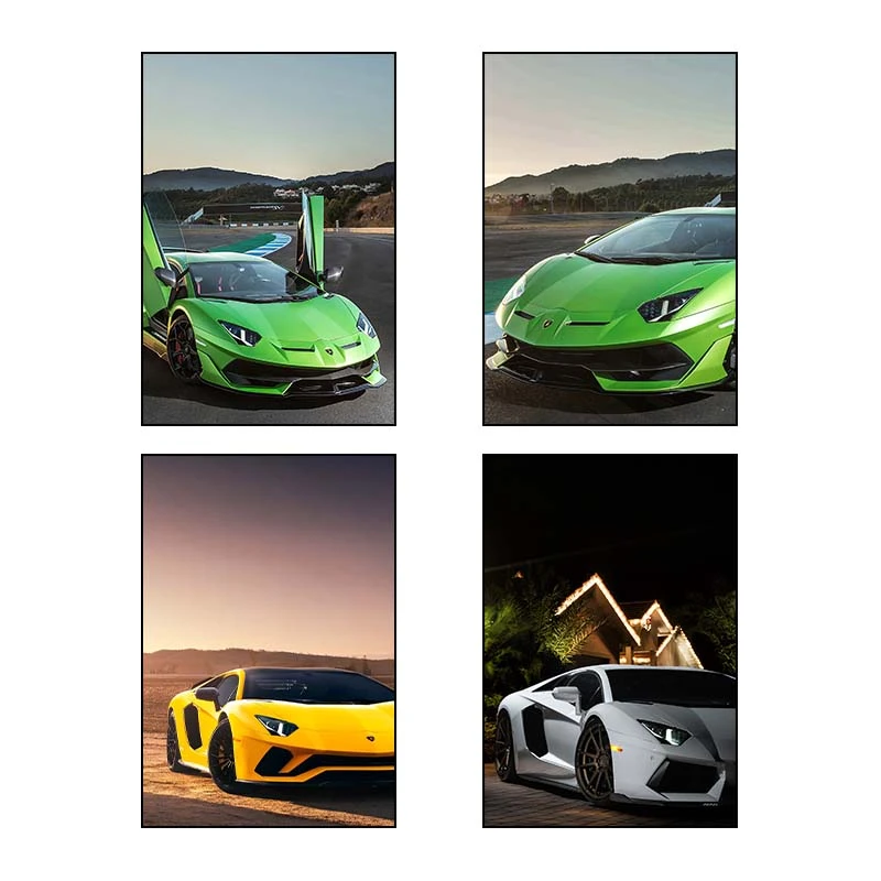 تابلو شاسي کارنيکا طرح لامبورگینی اونتادور Lamborghini Aventador کد 31376 مجموعه 4 عددی