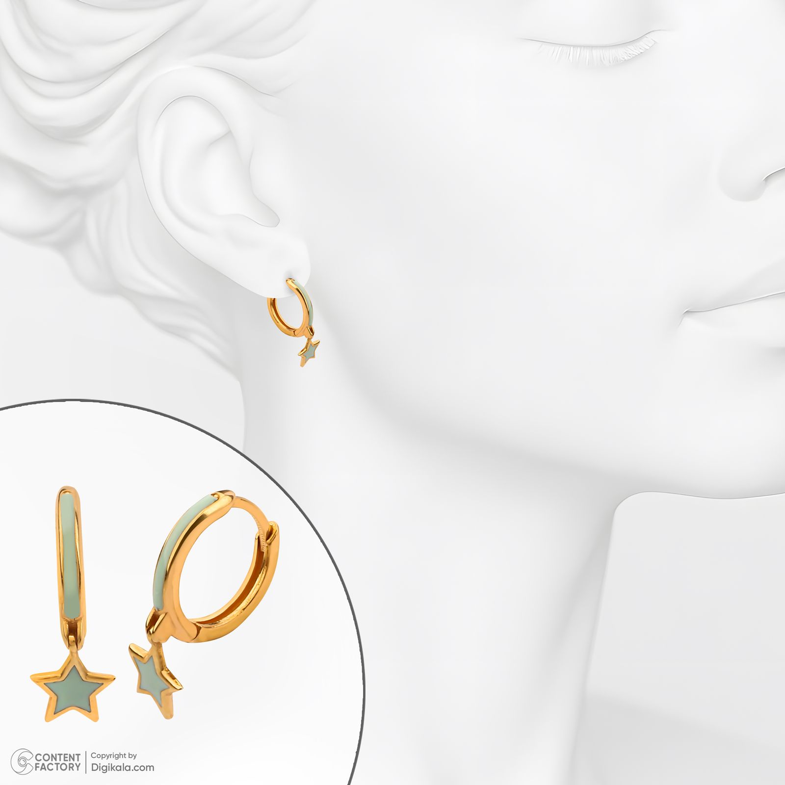 گوشواره حلقه‌ای طلا کم اجرت  18 عیار زنانه گلدم مدل E244019 -  - 7