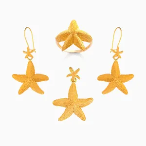 نیم ست طلا 18 عیار زنانه مدل ستاره دریایی D-020