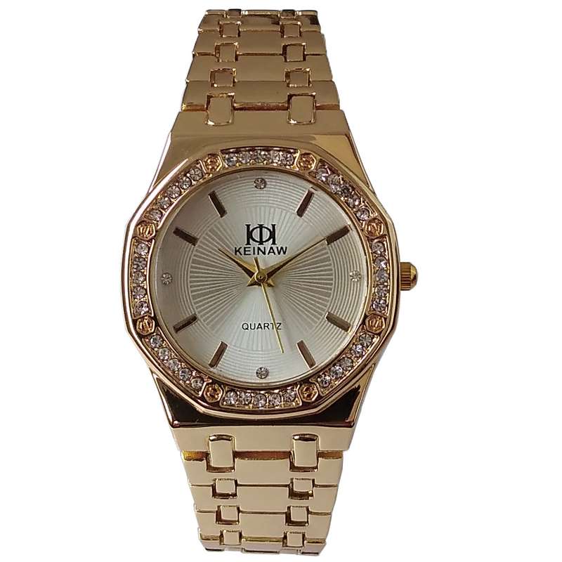 ساعت مچی عقربه ای زنانه مدل بندفلزی نگین دار کد 02 ساعت مچی عقربه ای زنانه مدل بندفلزی نگین دار کد 02