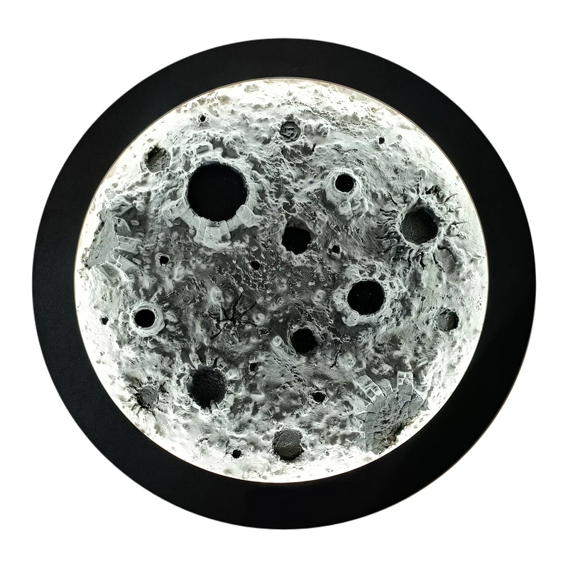 تابلو نوری مدل ماه برجسته طرح ماه کامل فریم مشکی