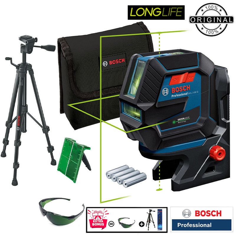 تراز لیزری بوش مدل فوق هوشمند GCL 2-50 G BOX + RM10 + BT150