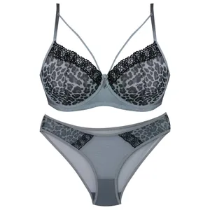 ست شورت و سوتین زنانه کارنا رز مدل پلنگی کد 3378-6 رنگ طوسی