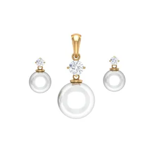 نیم ست طلا 18 عیار زنانه قیراط طرح مروارید کد GH2174