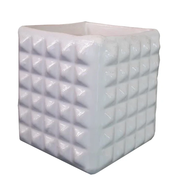 گلدان سرامیکی مدل مکعب الماسی کد VAS-CUB