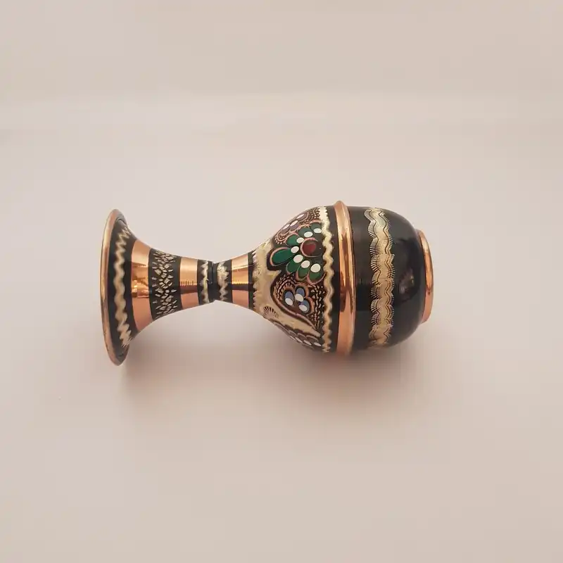 ست 2 تکه گلدان و بشقاب میناکاری مسی کد 180/1