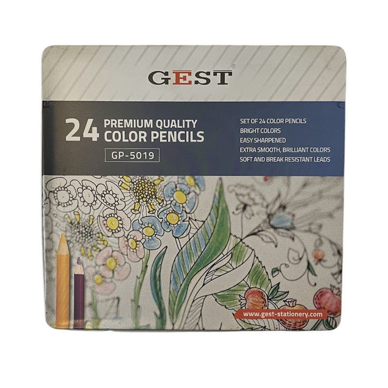 مداد رنگی 24 رنگ گست مدل جعبه فلزی