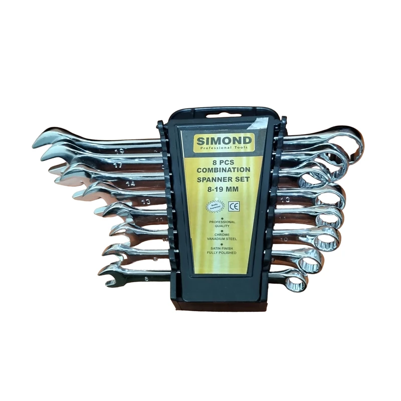 آچار یکسر تخت و یکسر رینگی سیموند مدل RD-19-8 مجموعه 8 عددی 