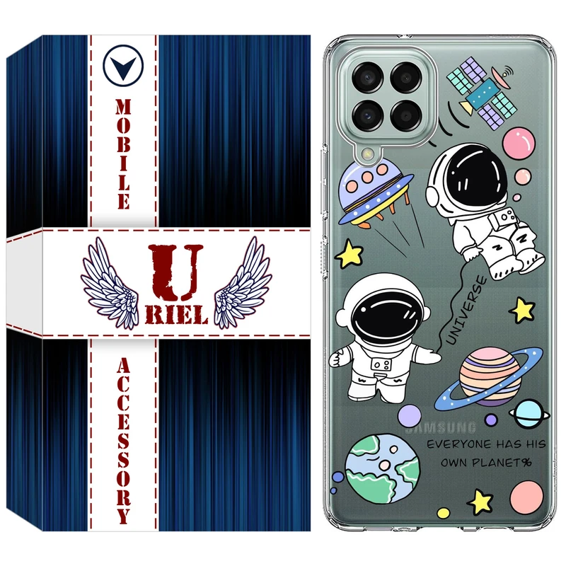 کاور ژله ای یوریل قاب مدل Clear کد 25 طرح فضانوردان مناسب برای گوشی موبایل سامسونگ Galaxy A12 / A12 Nacho / M12 / F12