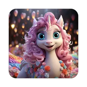 زیر لیوانی کاکتی طرح اسب تک شاخ و یونیکورن مدل mp28877