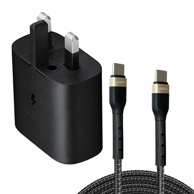 شارژر دیواری 25 وات لیندوس مدل Galaxy S24 fe به همراه کابل تبدیل USB-C