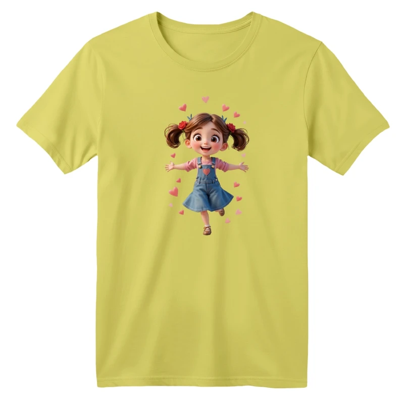 تی شرت آستین کوتاه بچگانه مدل دخترک و قلب