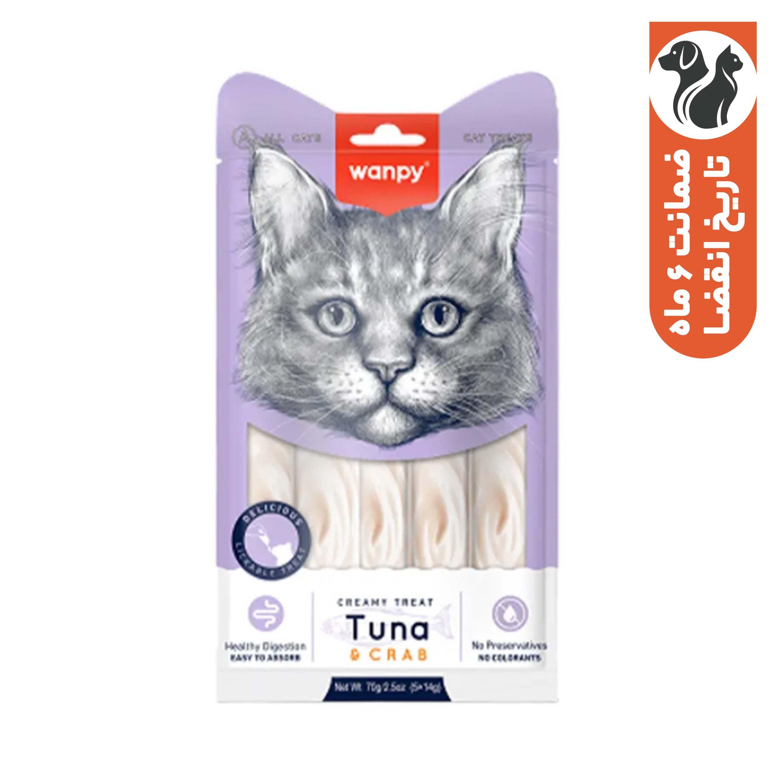 تشویقی گربه ونپی مدل Creamy Treat طعم ماهی تن و خرچنگ بسته 25 عددی