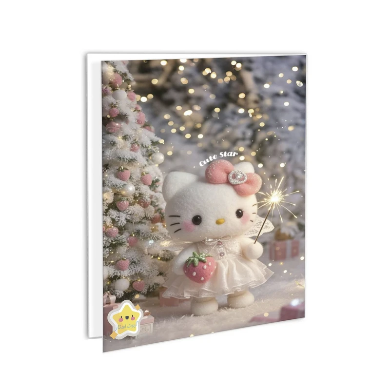 کارت پستال کیوت استار مدل تبریک طرح کیتی مجموعه 2 عددی