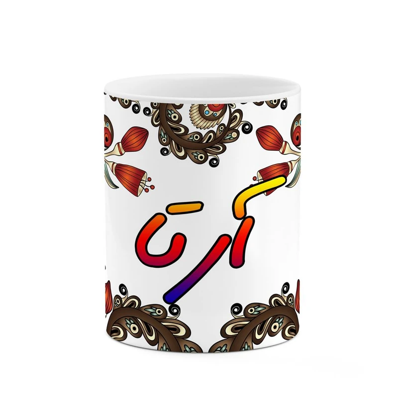ماگ کاکتی مدل اسم آرتا طرح سنتی گل و بته کد mgh43385