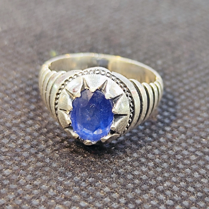 انگشتر نقره مردانه مدل سنگ یاقوت کبود آفریقایی کد 49 انگشتر نقره مردانه مدل سنگ یاقوت کبود آفریقایی کد 49