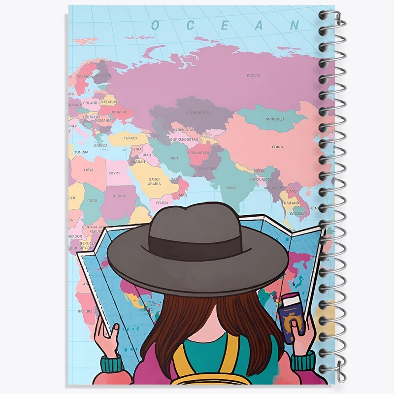 دفتر مشق 100 برگ خندالو طرح دختر جهانگرد کد F5943