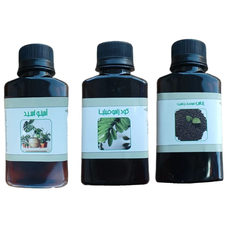 کود مایع امینو اسید و پتاس و زاموفیلیا مدل life drop حجم 110 میلی لیتر بسته 3 عددی