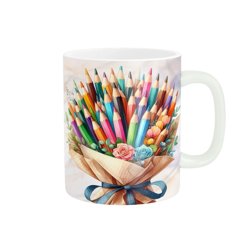 ماگ پاد آفرین مدل فانتزی نقاشی طرح یه دسته مداد رنگی کد 223