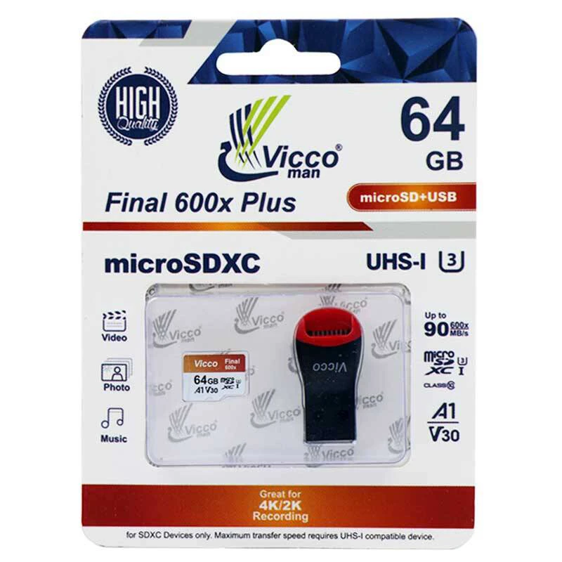 کارت حافظه microSDXC ویکومن مدل Final 600x کلاس 10 استاندارد UHS-I U3 سرعت 90MBps ظرفیت 64 گیگابایت عکس شماره 1