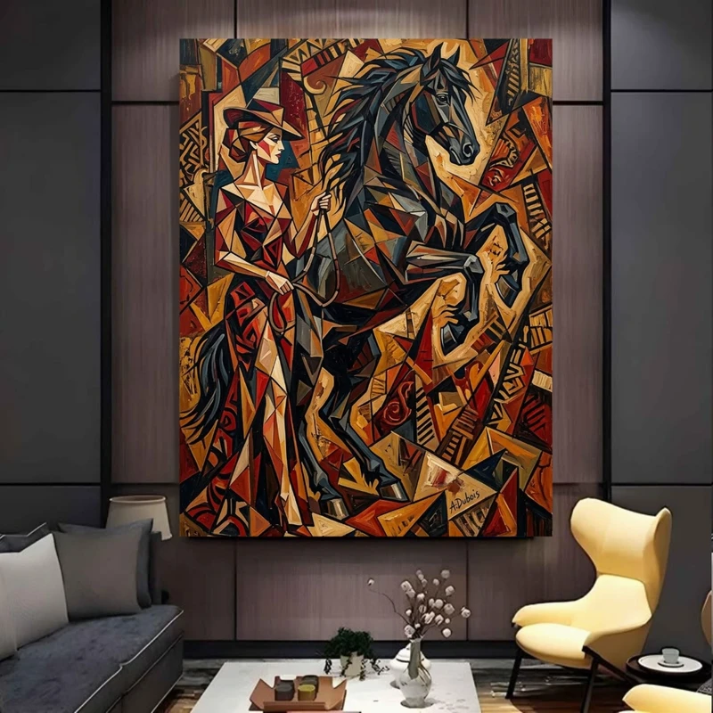 پوستر پارچه ای طرح مخمل  نقاشی هنری مدل اسب سوارکار کد FP106933