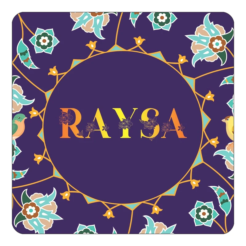 مگنت کاکتی طرح اسم رایسا raysa مدل گل و بلبل کد mg17098