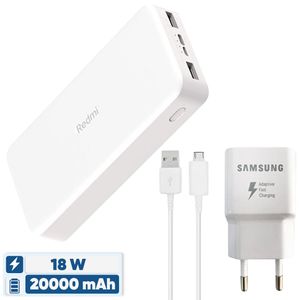 نقد و بررسی پاوربانک 18 وات شیائومی مدل Redmi PB200LZM ظرفیت 20000 میلی آمپرساعت به همراه شارژر دیواری سامسونگ و کابل تبدیل توسط خریداران