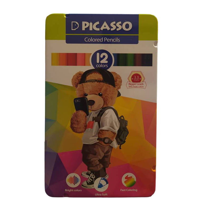 مداد رنگی 12 رنگ پیکاسو مدل 4100 طرح خرس دانش آموز