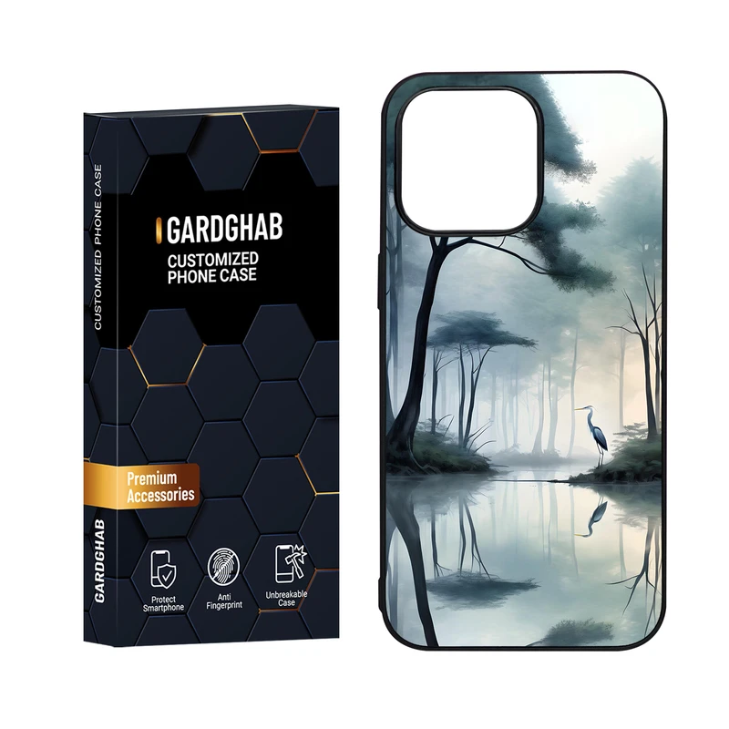 کاور گارد قاب مدل دور ژله ای پشت گلس منظره و طبیعت مناسب برای گوشی موبایل اپل iPhone 15 Pro Max