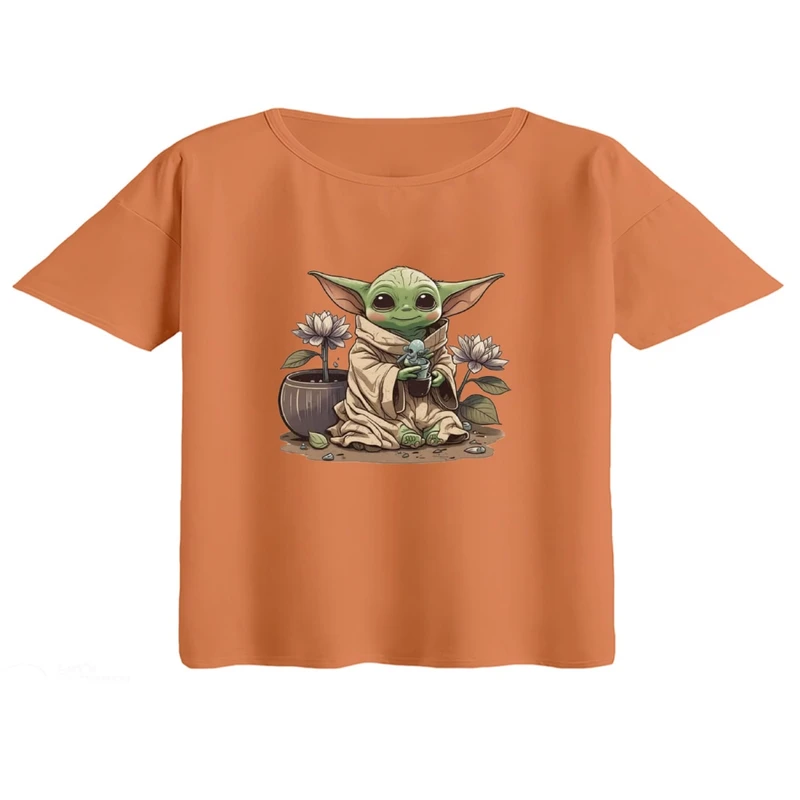 کراپ تی‌شرت آستین کوتاه زنانه مدل بیبی یودا کد۱۳