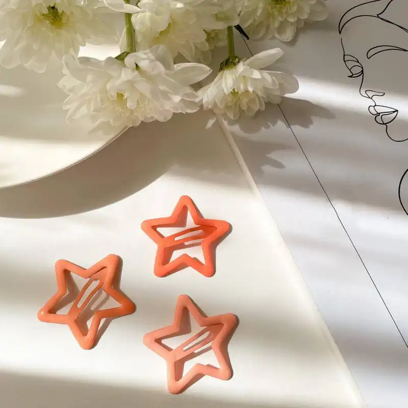 گیره مو دخترانه مدل تق تقی ستاره ای بسته 3 عددی