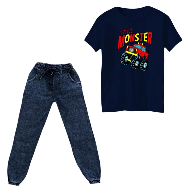 ست تی‌شرت و شلوار پسرانه مدل تراکتور