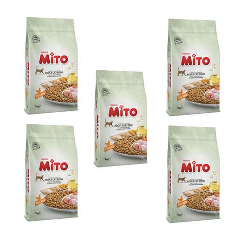 غذای خشک گربه میتو مدل Chicken وزن 1000 گرم بسته 5 عددي
