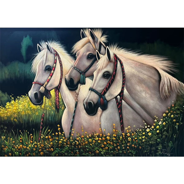 نکته خرید - قیمت روز تابلو نقاشی رنگ روغن مدل اسب در طبیعت خرید