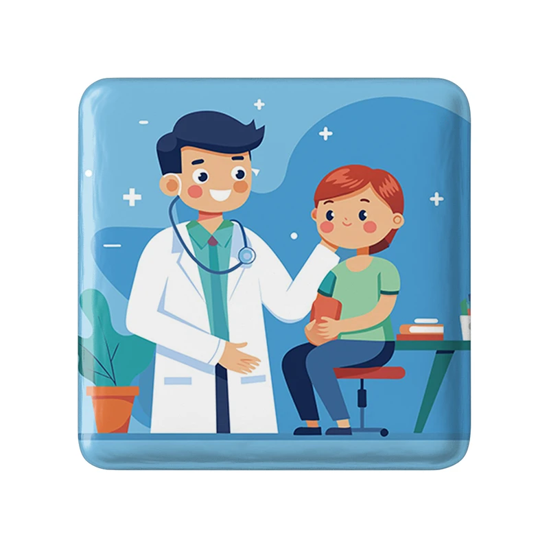 مگنت خندالو طرح پزشک و پرستار کودکانه مدل مربعی کد 36514