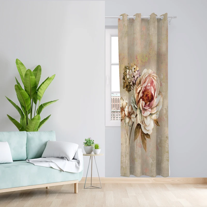 پرده طرح گل مدل مخمل پانچی کد 1894 z سایز 140x200 سانتی متر