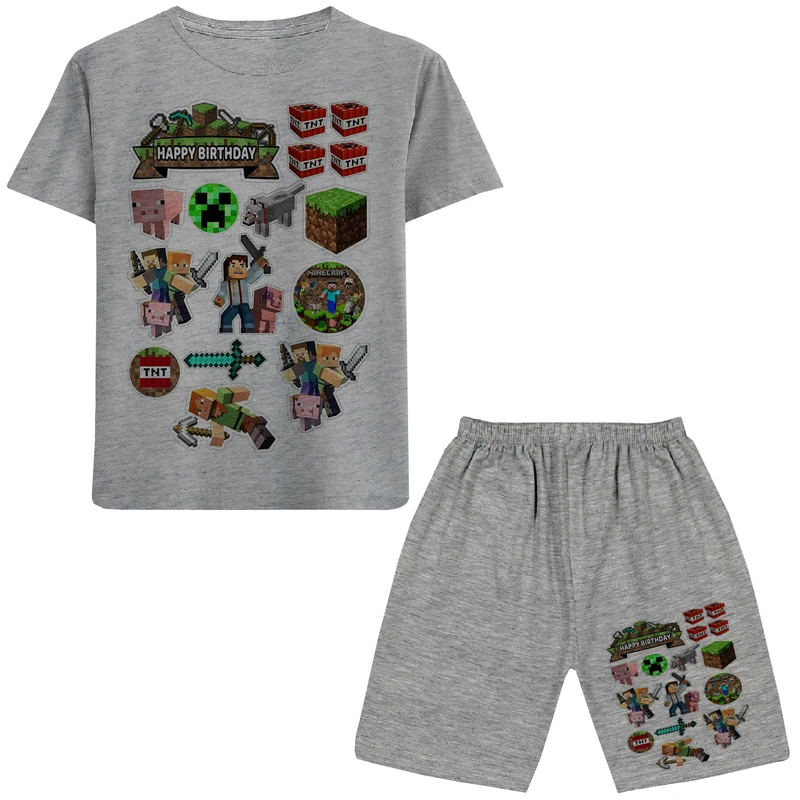 ست تی شرت و شلوارک پسرانه مدل ماینکرفت W59