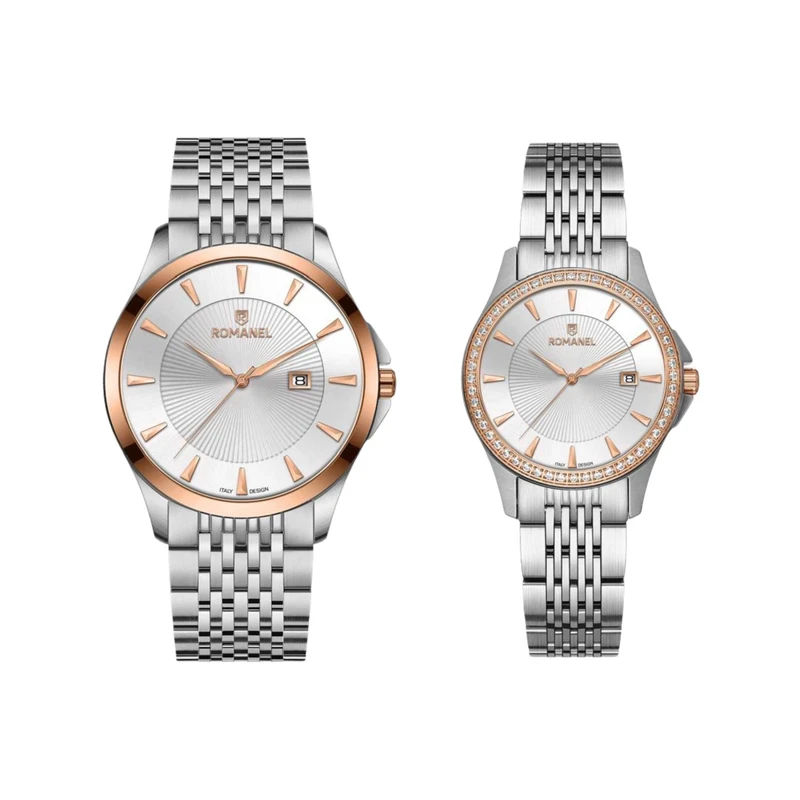 ست ساعت مچی عقربه‌ای کوارتز زنانه و مردانه رومانل مدل RM402001M-C