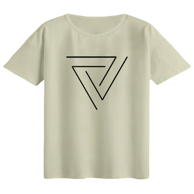 تی‌شرت اورسایز آستین کوتاه زنانه مدل باکسی طرح Triangle کد۱