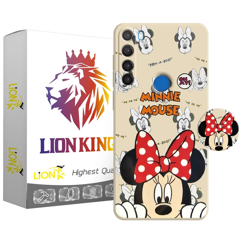 کاور لاین کینگ مدل مینی موس  مناسب برای گوشی موبایل  شیائومی Redmi Note 8  به همراه پایه نگهدارنده