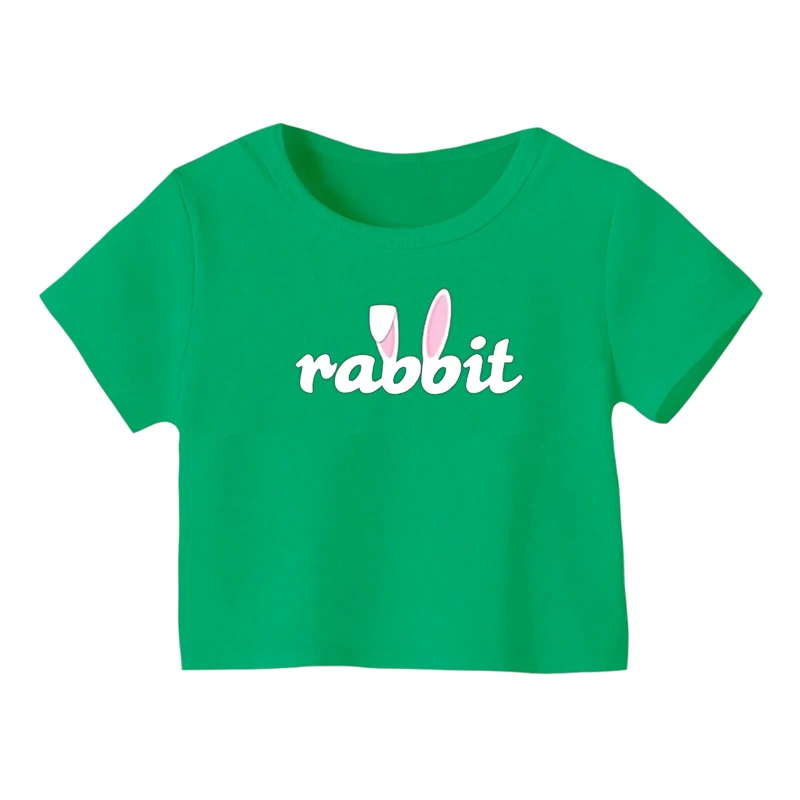 کراپ‌ تی‌شرت آستین کوتاه زنانه مدل خرگوش‌ کد ۱۳