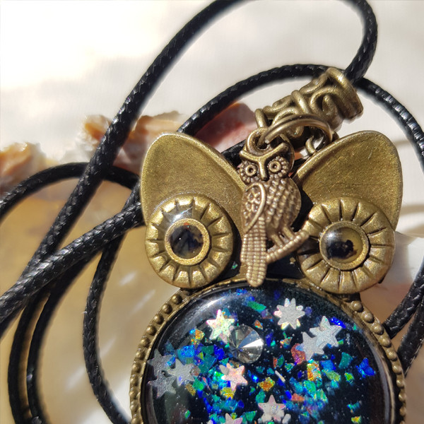 گردنبند دخترانه مدل رزینی طرح جغد