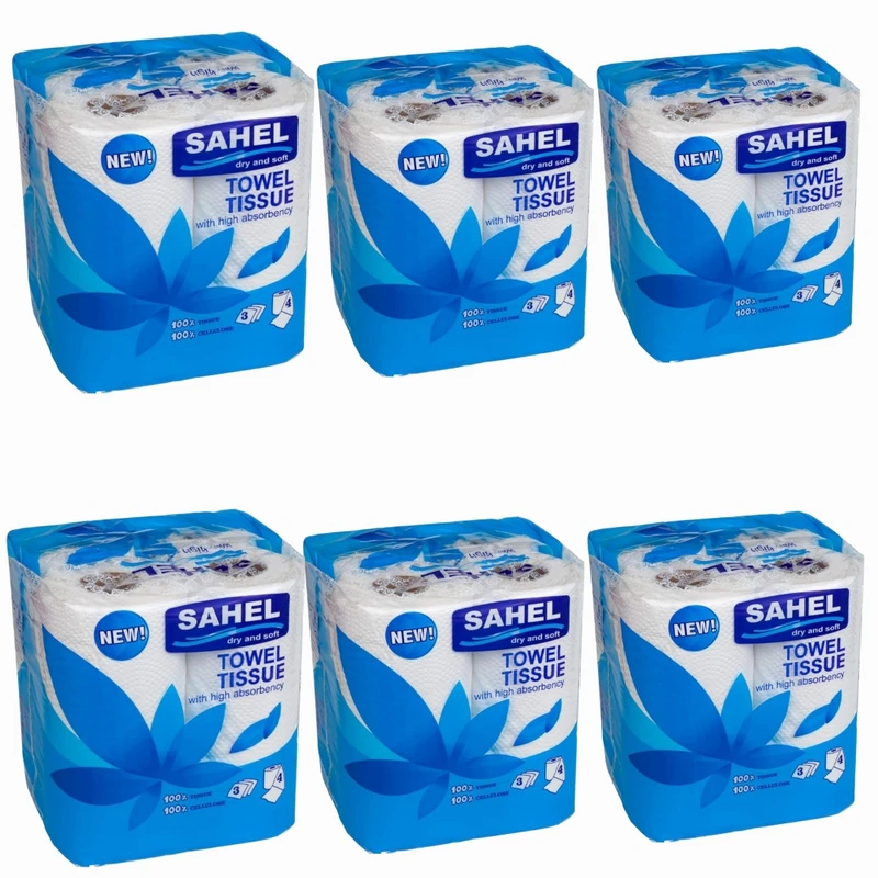 دستمال حوله ای ساحل مدل اقتصادی 6 بسته 4 عددی