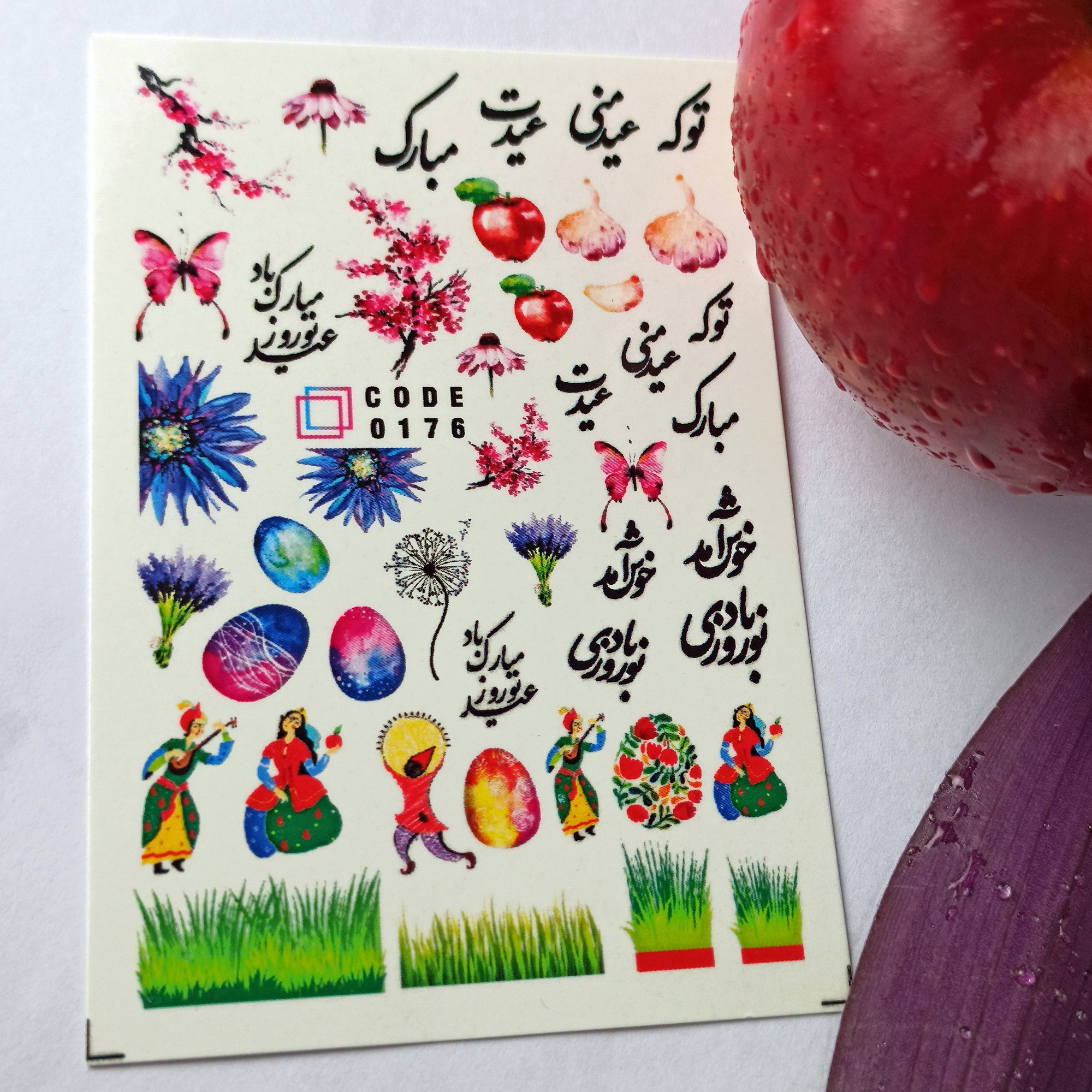 برچسب لنز ناخن مدل نوروز مجموعه 6 عددی